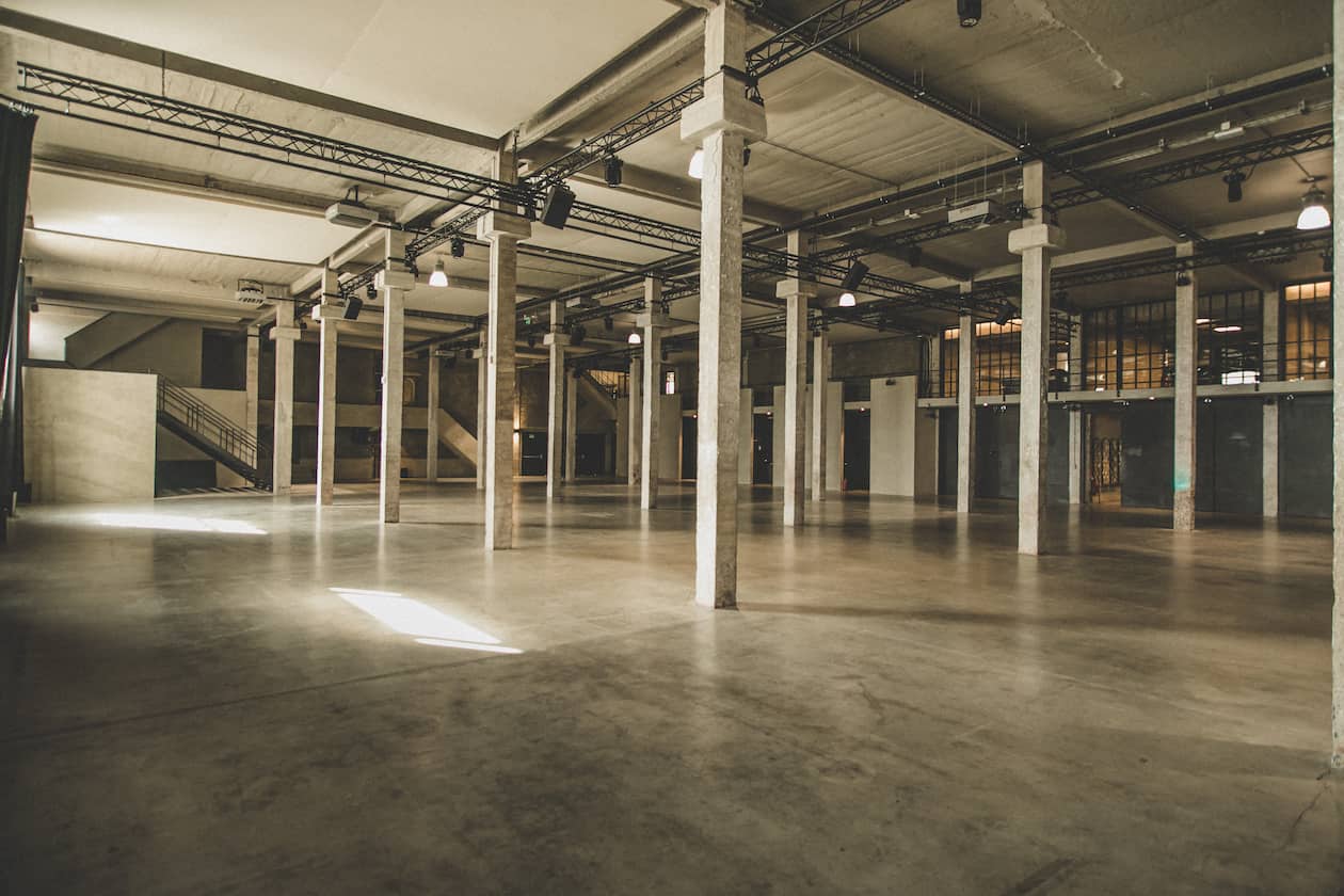 Evening view of the SILO Brussels rooftop terrace