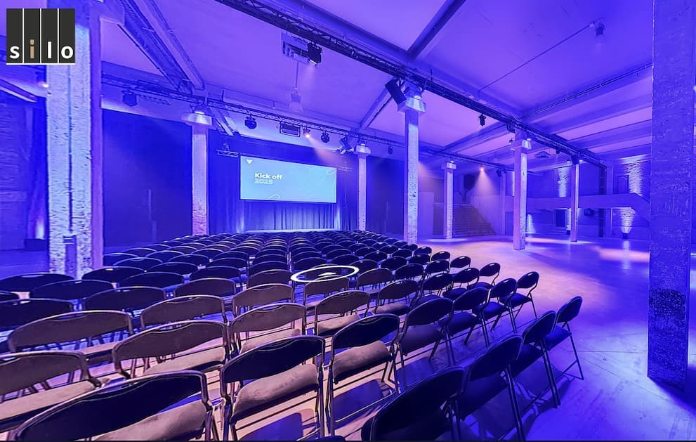 Conference and dinner setup for 150 guests at SILO Brussels